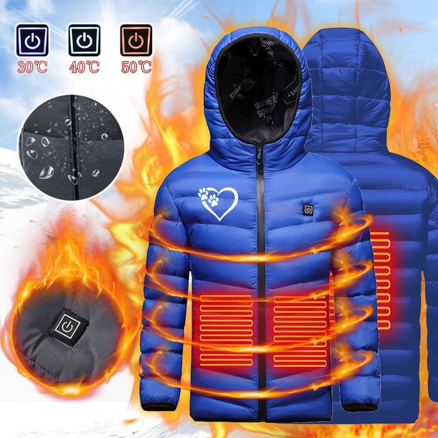 LOVZFMLL Jackets for Girls USB Intelligent Constant Temperature Heated Windproof Plus Size Coat For Kids Winter 3 Heated Jacket Coat 6-7 Years