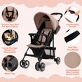 thumbnail image 5 of HONEY JOY Lightweight Stroller, Compact Travel Stroller for Airplane, Toddler Fold Pushchair w/Adjustable Canopy & Backrest, Storage Basket, Umbrella Stroller for Infants (Coffee), 5 of 5