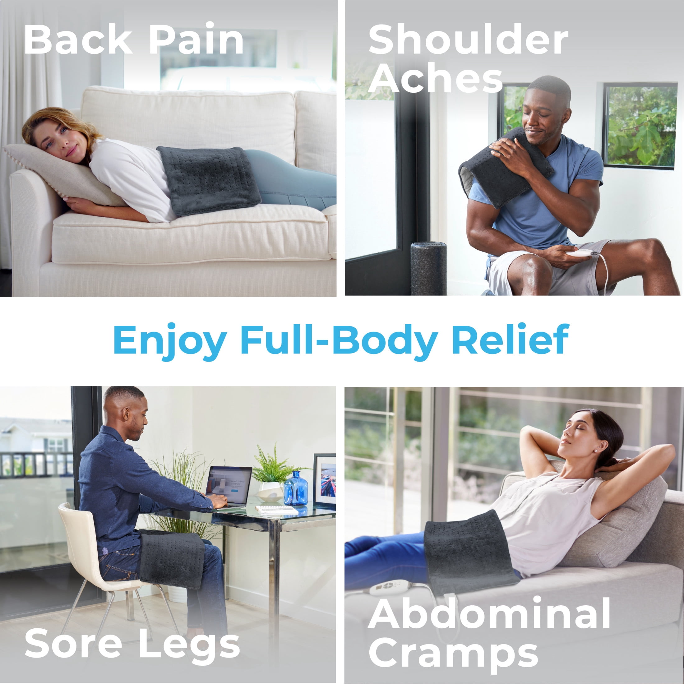 Pure Enrichment PureRelief Duo 2-in-1 Heating Pad with Removable XL Hot/Cold Gel Pack, Soft Microplush Pad Warms Up in Seconds, Ideal for Back Pain, and Muscle Aches in Legs & Shoulders