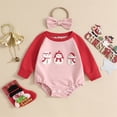 thumbnail image 2 of Suealasg Newborn Girls Fall Sweatshirt Rompers 2Pcs Baby Girls Christmas Clothes 3 6 12 18 Months Infant Long Sleeve Snowman Embroidery Bubble Bodysuit Headband, 2 of 8