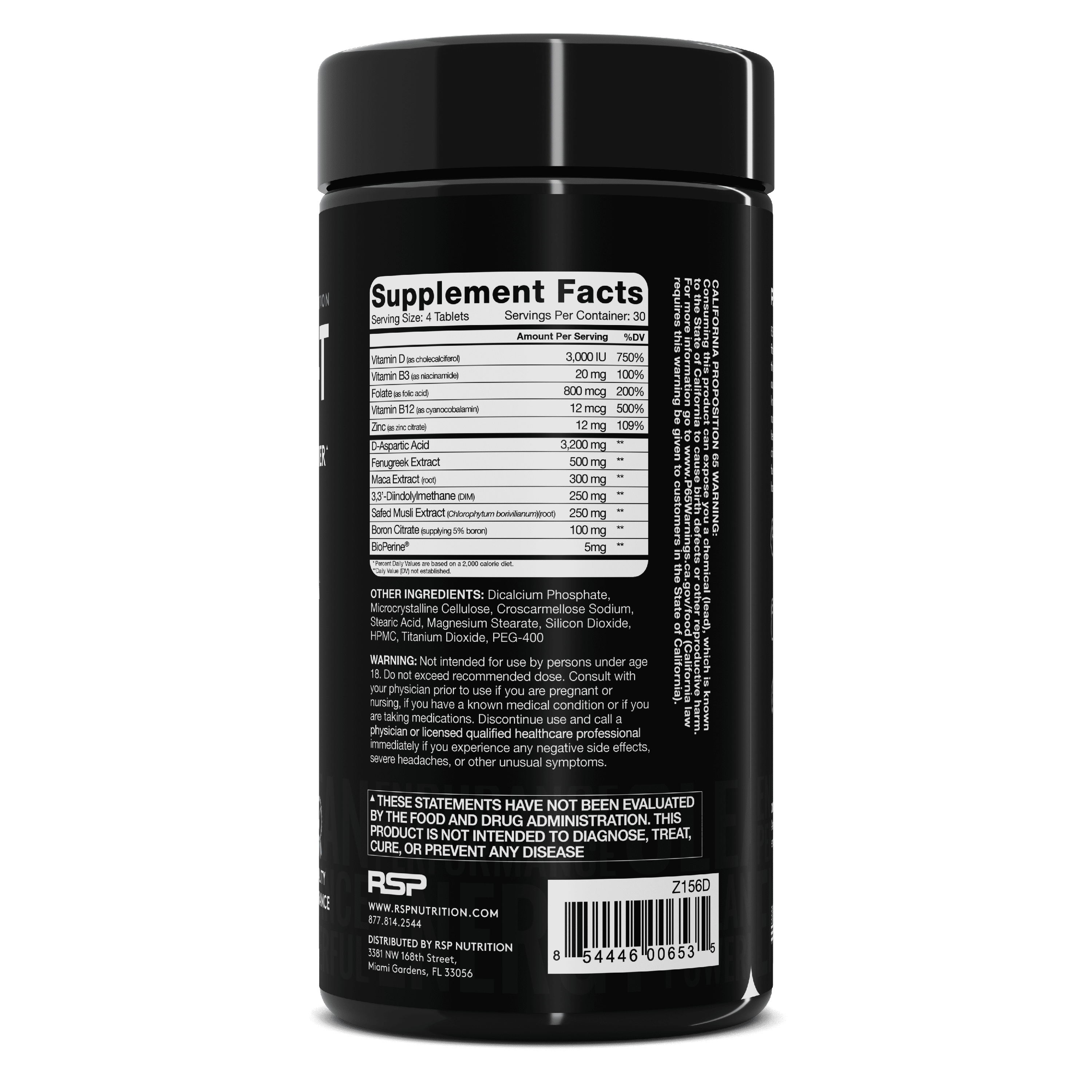 RSP Prime-T Testosterone Booster, Natural Testosterone Supplement for Men, 120 Count