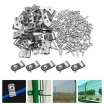 Omeite Wire Fence Clamp Metal Livestock Fence Clamp Wire Fence Clamp (Aluminum Material: 100 Clips   100 Screws)