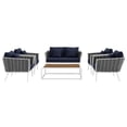 thumbnail image 3 of Ergode Stance 6 Piece Outdoor Patio Aluminum Sectional Sofa Set - White Navy, 3 of 5