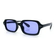 thumbnail image 5 of Hipster Narrow Rectangle Hustler Pop Color Lens Mid Temple Sunglasses Black - Purple, 5 of 8