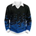 thumbnail image 5 of JULMCOMO Halloween Waffle Polo Shirts for Men All Over Bat Print Long Sleeve Collared Loose Fit Casual Golf Shirts Holiday Party Tops Blue L, 5 of 6