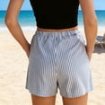 thumbnail image 4 of Admvng Womens Vertical Striped Shorts Drawstring Waist Button Detail Casual Loungewear Shorts, 4 of 6