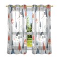 thumbnail image 6 of Yayeee Window Curtains Light Filtering 63"x52" Grommet Panel Pair Home Living Room Decor, Cartoon Blue Houses, 6 of 7