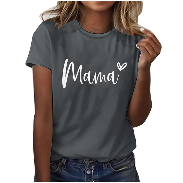 Fiudx Camisetas para Mujer Camiseta de Manga Corta con Cuello Redondo y Estampado Retro para Mujer