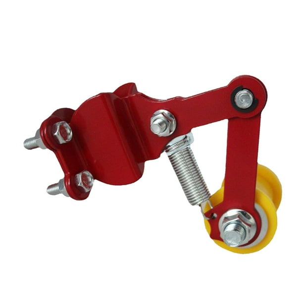 Tensor de cadena para cicleta, Ajustador de cadena de fácil instalación, Perno de Metal Universal, ajustador automático en rodillo para cross Rojo