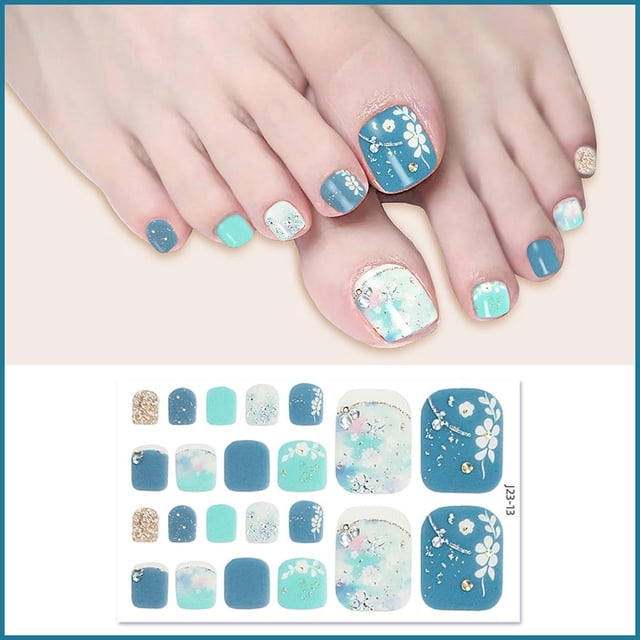 22Pcs/Sheet Removable Toe Nail Fake Nail Art Fake Nails French Nails Nail Mani Press Set