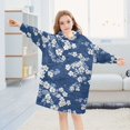 thumbnail image 5 of FORMRS Wearable Blanket Hoodie with Sleeves for Kids Cozy Flannel Sweatshirt, Floral Ocean Waves, 5 of 7