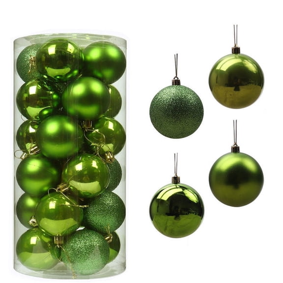 LSLJS Christmas Tree Ball Ornaments, 2.36" Shatterproof Glitter Xmas Tree Hanging Decorations Multi-style Solid Color Baubles Ball Pendants Hanging Bauble Sphere Christmas Decorations(24 Pcs)
