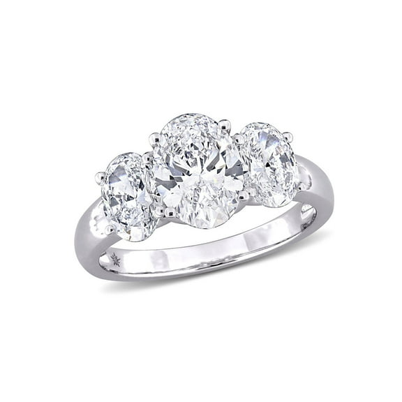 3.00 Carat (Ctw VS1-VS2) Lab-Grown Diamond Three Stone Ring in 14K White Gold for Women
