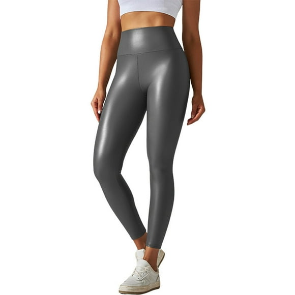 Fvwitlyh Pantoufles Pour Femmes Women'S Fashion Leisure Nightclub High Waist Solid Color Slim Fit Pu Leather Pants Imitation Leather Autumn And Winter Leggings Grey,S