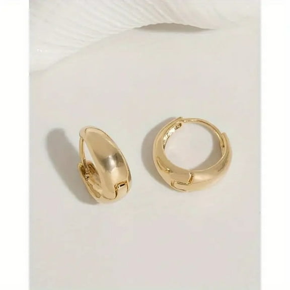 18K Gold Plated Stainless Steel Hoop Earrings – Hypoallergenic, Simple & Elegant Design for Halloween & Thanksgiving Gifting