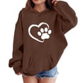 thumbnail image 2 of lcziwo Girls Cute Hoodie Oversized Paw Print Graphic Crew Neck Hooded Sweatshirts with Pockets Casual Long Sleeve Hoodies 2026 Brown,5-6 Years, 2 of 8
