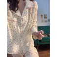 thumbnail image 3 of Floral Print Sleepwear Women Pajama Sets Pocket Piiama Korean Pants Sets for Women 2 Pieces Autumn Home Suit Ruffles Night Wears, 3 of 3