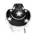 thumbnail image 2 of Santa Hats Western Cowb`oy Hat With Shiny Rhinestone And Fringe For Disco Party Country Music Festival Stage Performance Small Santa Hats, 2 of 5