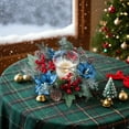 thumbnail image 5 of NWOKYZGH 1Pc Christmas Poinsettia Candle Ring Wreath Centerpiece Table Decorations Red Berries Snowy Pine Needles Votive Candle Holders for Xmas Home Party Table Decor, 5 of 6