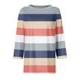 thumbnail image 4 of CIENVNSTG Womens Tops 3/4 Length Sleeve Crew Neck Shirt Summer Fashion Printed Tunic Tops Basic Tees Blouses Loose Fit Pullover Multicolor L, 4 of 5