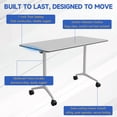 thumbnail image 4 of 2 PCS Folding Conference Table on Wheels,47.2 IN Modular Flip-Top Conference Room Table for 6–12 People, Mobile Training & Meeting Table for Office Classroom School, Space-Saving Design, 4 of 7