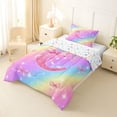 thumbnail image 2 of Manfei Cartoon Rainbow Letter C Twin Comforter Sets,Cute Bow Bedding Set,Pink,Colorful Stars Reversible,2-Piece,1 Comforter and 1 Pillowcase, 2 of 7