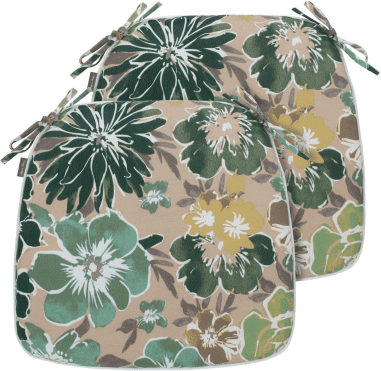 Leumius 4-Pack Outdoor Patio Dining Chair Cushion,All-Weather Water-Repellent U-Shape Thick Foam Seat Cushions with Ties for Garden,Patio & Dining Chairs,17"x16"x2",Green Leaf