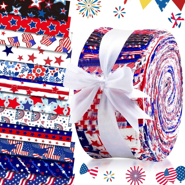 Rollo de tela Ganeen Cotton Jelly Patriotic, 60 unidades, 100 x 6,5 cm