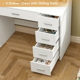 SOMLINE Makeup Vanity Desk, Mirror with Lights, 5 Drawers, Shelves, 3 Color Modes, White - Walmart.com