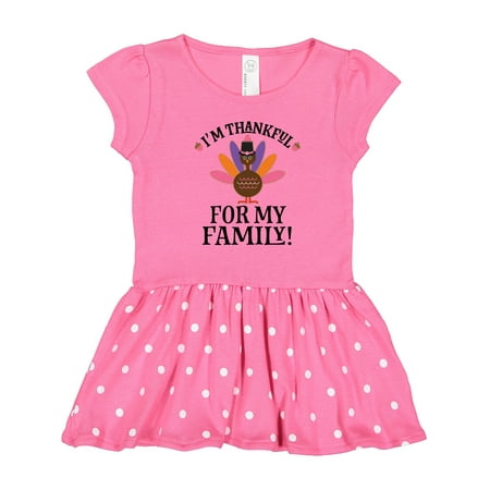 

Inktastic Thanksgiving Girl Turkey Thankful for Family Gift Toddler Girl Dress
