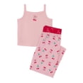 thumbnail image 2 of Wonder Nation Girls Tank, Short Sleeve Top, Sleep Shorts and Sleep Pant Pajama Set, 4-Piece, Sizes 4-18, 2 of 8