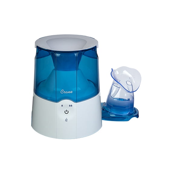 Crane Steam Inhaler & Warm Mist Humidifier, 0.5 Gallon, Humidifier FSA Eligible, Blue & White, Ideal Humidifiers for Bedroom, Sinus Inhaler, Vaporizer HSA, Vaporizer For Congestion