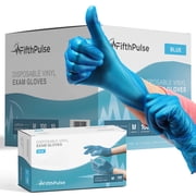 Fifth Pulse Vinyl Gloves, Multifunction Medical Grade Exam, Kitchen Gloves, All-Purpose Industrial Disposable Gloves Latex Free, Powder Free - Blue - 10 Boxes of 100 Gloves- 1000 Total (Medium)