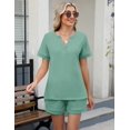 thumbnail image 2 of Conjunto de pijama LOMON de 2 piezas de chándal para mujer, gris y verde, XL, 2 of 6