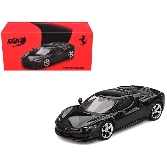 Ferrari 296 GTB Nero Daytona Black 1/64 Diecast Model Car by BBR