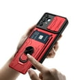 thumbnail image 5 of Venoro for Samsung Galaxy A15 5G Card Slot Holder Phone Case with Screen Protector with Slide Camera Lens Cover and Stand, Red, 5 of 16