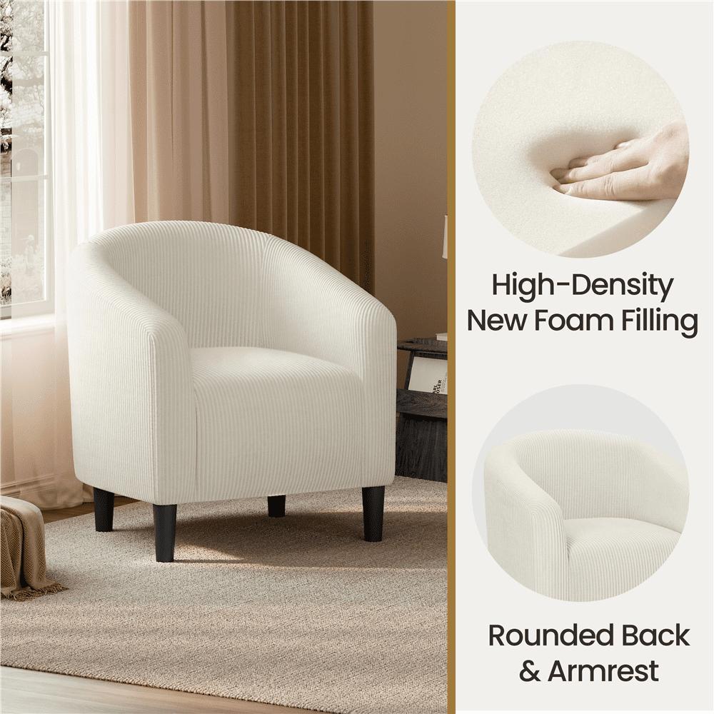 Yaheetech Upholstered Corduroy Accent Chair for Living Room, Beige