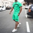 thumbnail image 2 of Afdoent Mens Two Piece Outfits Men's Large Summer Short Sleeved T Shirt And Shorts Suit Men's Casual Fashion Theme Suit Basic Retro Street Wear Vacation Beach Leisure, 2 of 5