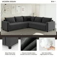 thumbnail image 4 of 92'' Oversized Corner Modular Sectional Chenille Fabric Sofa Set, Extra Large 5 seat L Shaped Corner Sectional Cloud Couch for Living Room, 5 Seat Sofa with 2 Pillow for Living Room, Gray, 4 of 9