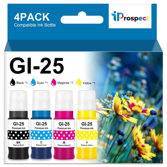Pigment GI-25 GI25 Ink Refill Bottles Replacement for Canon 25 GI-25 Ink Bottles Compatible with Canon GX2020 GX1020 Printers Ink 4 Pack