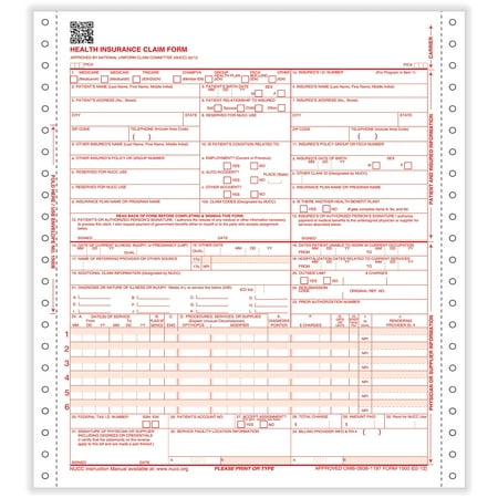 ComplyRight 2-Part Continuous CMS-1500 Health Insurance Claim Form (02/12) CMS122
