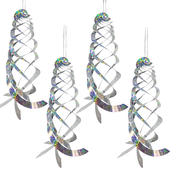 Ebaokuup 4 Pcs 15.8" Hanging Bird Deterrent Spiral Reflectors for Garden Pool