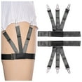 thumbnail image 2 of NoxwB Men's Shirt Stays Upgrade Adjustable Elastic Garter with Non-Slip Locking Clamps Black Free Size, 2 of 6