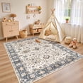 thumbnail image 3 of Uermei 5'x7' Washable Vintage Area Rug: Non-Slip Soft Floor Rug for Living Room Bedroom Dining Room Office Decor with Kid & Pet Friendly - Beige Blue, 3 of 10