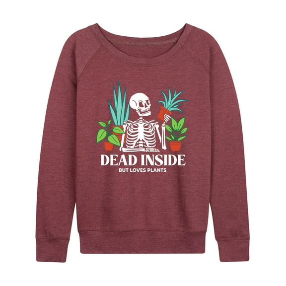 Instant Message - Dead Inside Loves Plants - Women's Lightweight French Terry Long Sleeve Shirt