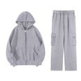 thumbnail image 6 of LEKODE Jogger Sets for Women 2 Piece Thermal Hoodies for Women Baggy Hoodie Long Sleeve Casual Tops for Women Fall Sweater Sets for Women Cute Tops for Women Womens Top Long Sleeve Light Ash XL, 6 of 6