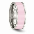 thumbnail image 4 of Stainless Steel Polished Pink Ceramic Ring Size: 8; for Adults and Teens; for Women and Men, 4 of 6