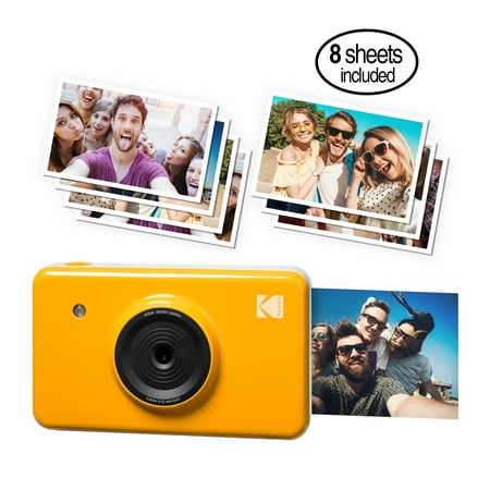 Kodak Mini Shot Instant Film Camera and Photo Printer, includes 8 Prints | Wirelessly Print from your Mobile Device, Full Color 4-Pass Printing, LCD viewfinder | Compatible w/ iOS & Android (Yellow)