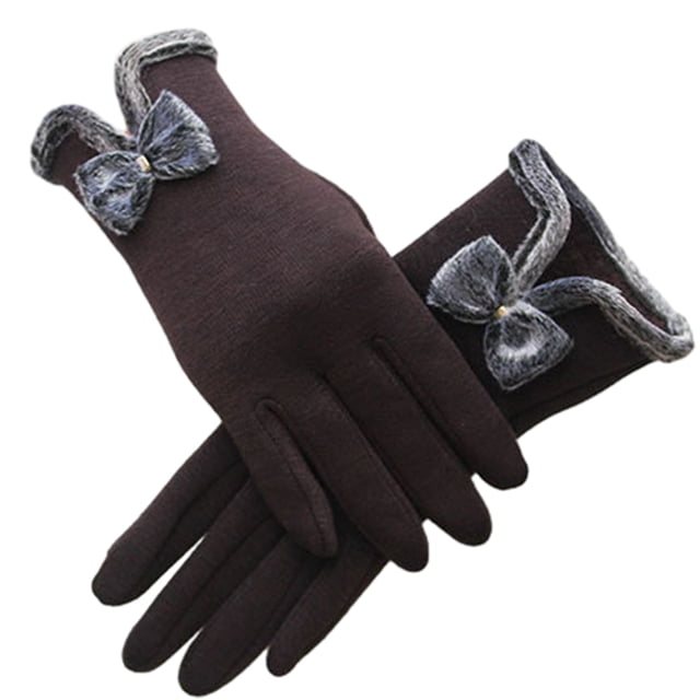 Guantes cálidos de invierno para mujer con dedos sensibles al tacto con texto en pantalla, guantes resistentes al viento con forro de lana