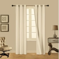 1 Pair Ivory Off White Noa 84" Length Insulated Lined 100% Heavy Thick Blackout Silver Grommet Window Curtain Panels Drapes Not See Through Energey Saving
